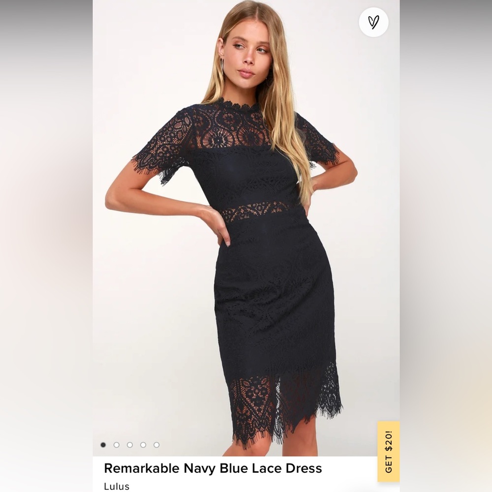 Lulus Remarkable Navy Blue Lace Dress